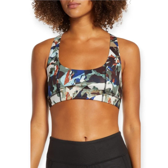 FP Free People Movement Daybreak Camo Graphic Sports Bra Medium Support Large - Picture 1 of 16